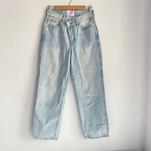 Revice Light Wash Blue Straighr leg Asymmetrical Waist Jeans 28